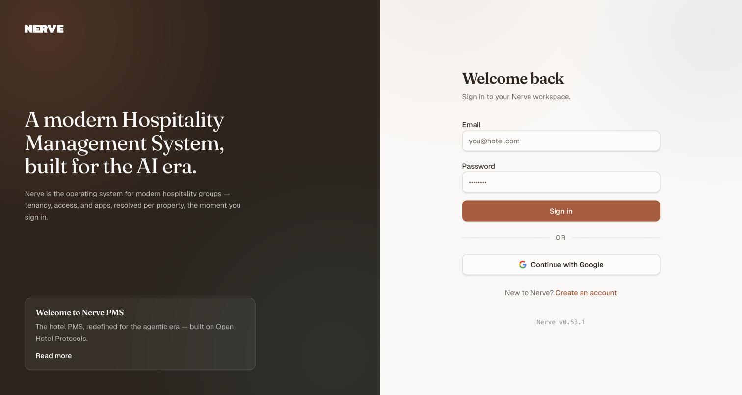 The Nerve sign-in page: the wordmark and the headline